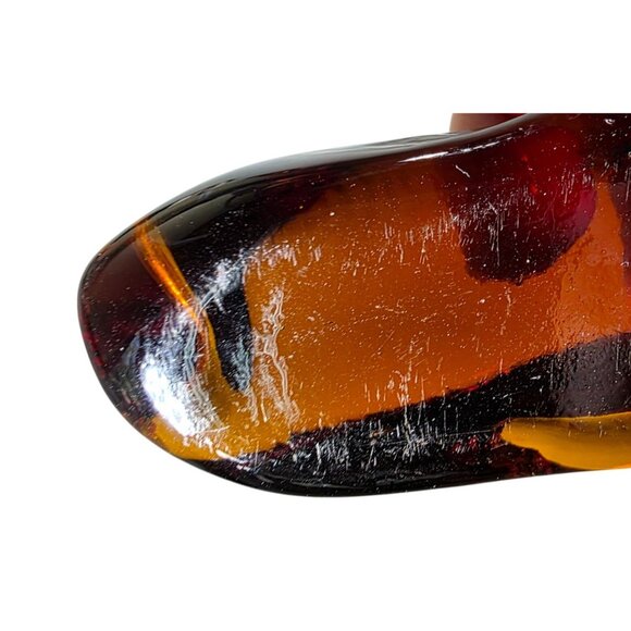 Amber-Colored Hand-Blown Glass Swan Figurine 6" paperweight bird - Picture 5 of 6